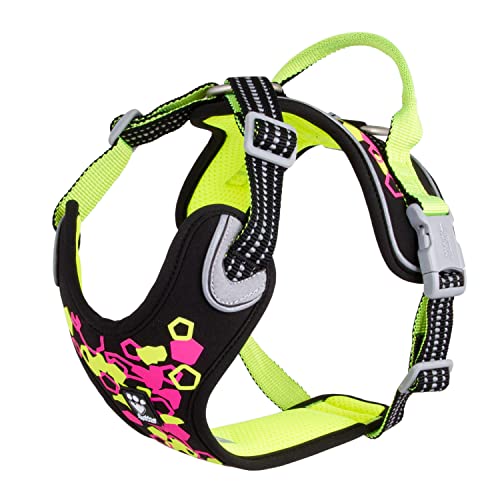 Hurtta Weekend Warrior Neon Hundegeschirr, Brustgeschirr für große Hunde, Neon Lakritze, 80-100 cm von Hurtta