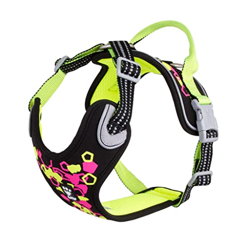 Hurtta Weekend Warrior Neon Hundegeschirr, Brustgeschirr für mittelgroße Hunde, Neon Lakritze, 60-80 cm von Hurtta