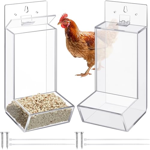 Hushee Wasserdichter Futterspender für Hühner, Acryl, 24,9 x 9,9 x 9,9 cm, transparentes Acryl, für bequemes Ergänzungsfutter, Hühnerstallzubehör, automatische Küken-Futterspender (1 Packung) von Hushee