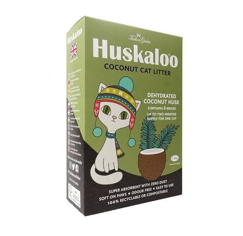 Huskaloo Katzenstreu, Kokosnuss, 2 Monate Vorrat von Huskaloo