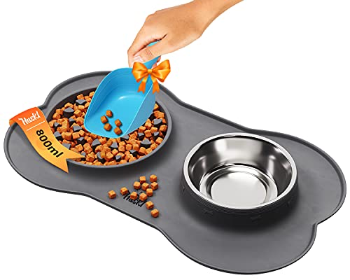 Huskl Langsam Fressnapf Hund und 800ML Wassernapf für Hunde/Welpen/Klein Hund/Katze oder Futternapf - FDA Silikon Futternapf Matte/Tablett rutschfest und Langsame Fütterung Hundenapf - Slow Feeder von Huskl