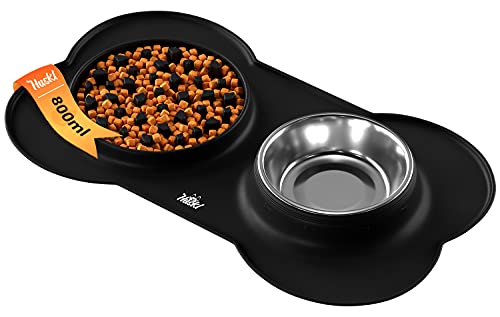 Silikon-Napfunterlage Schwarz 2X Futternäpfe L 800ml Edelstahl Matte Knochenform rutschfest Unterlage für Hundenapf Fressnapf Katzennapf Silikonmatte Lebensmittelecht Silikon-Napfunterlage Schwarz 2X Futternäpfe L 800ml Edelstahl Matte Knochenform rutschfest Unterlage für Hundenapf Fressnapf Katzennapf Silikonmatte Lebensmittelecht von Huskl