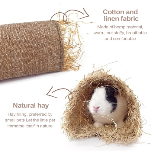 Husoiuy Kaninchen Versteck - Kaninchen Grass Tunnel Nest Für Kleintiere | Natürliches Nest Mit Spieltunnel Versteck Für Innen Außen Kleintiere Aktivitäten von Husoiuy