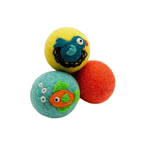 Hustle & Blush Love Ewe Pet Supplies, Katzenspielzeug, 100 % neuseeländische Wolle, Filzball, Spielzeug für Katzen, Kätzchen, kleine Haustiere, handgefertigt, bunt, planetenfreundlich, 5,1 cm rund, 3 Hustle & Blush Love Ewe Pet Supplies, Katzenspielzeug, 100 % neuseeländische Wolle, Filzball, Spielzeug für Katzen, Kätzchen, kleine Haustiere, handgefertigt, bunt, planetenfreundlich, 5,1 cm rund, 3 von Hustle & Blush