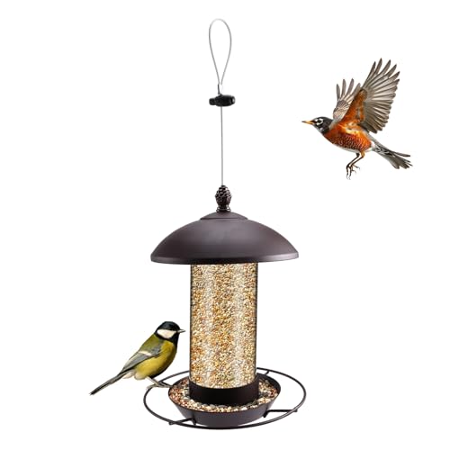 Huudngeje Outdoor -Vogelfutter - Squirrel Proof Hängende Metalldesign mit Klarem Blicksöhrchen von Huudngeje