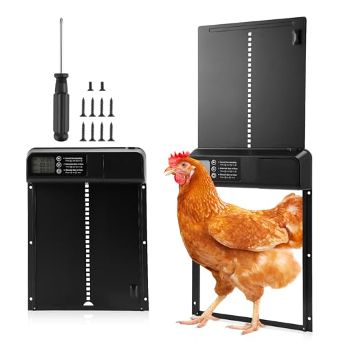 Automatische Hühnerstalltür, Aluminiumlegierung, automatische Hühnerstalltür mit Timer und LED-Display, automatische Hühnerstalltür mit IP45, wasserdicht und betrieben von HuuppHip