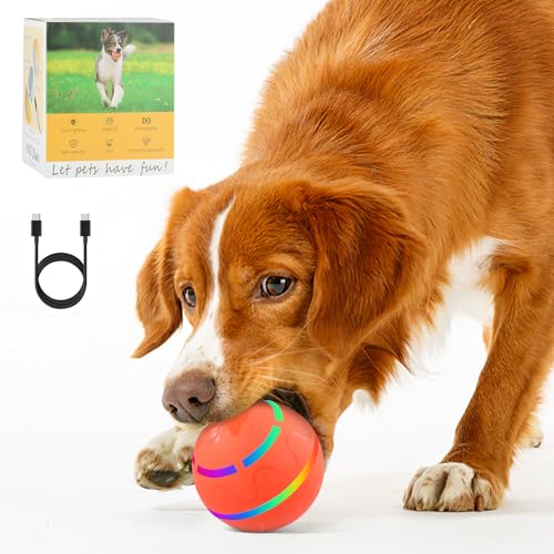 Elektrische Hundebälle, interaktives Hunde-/Katzenballspielzeug mit Licht, USB wiederaufladbar, aktiviert, automatisches Rollball, Spielzeug, 2 Arbeitsmodus, Smart Moving Spinning Dog Ball Spielzeug, Elektrische Hundebälle, interaktives Hunde-/Katzenballspielzeug mit Licht, USB wiederaufladbar, aktiviert, automatisches Rollball, Spielzeug, 2 Arbeitsmodus, Smart Moving Spinning Dog Ball Spielzeug, von HuuppHip