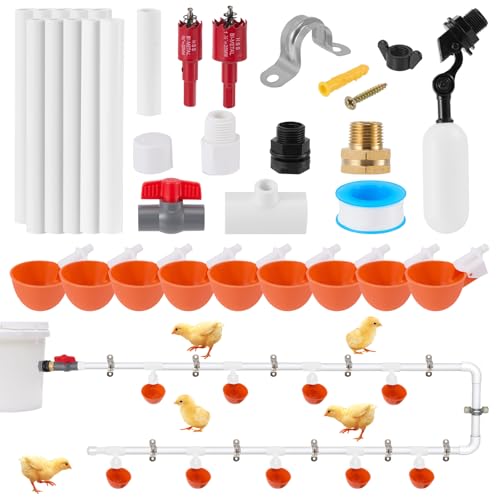Hühnerfutterspender und Tränke Set, Automatischer Schwerkraft-Futterspender Hühnertränke von HuuppHip