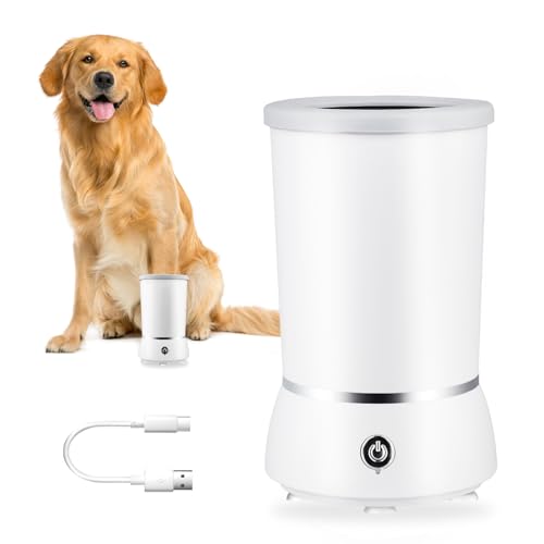 HuuppHip Hundepfotenreiniger, USB Wiederaufladbare Hundepfotenwascher mit weichem Silikon, 360° Rundum Automatischer Haustier Pfotenreiniger, Tragbarer Haustierfußreiniger für kleine mittelgroße Hunde von HuuppHip