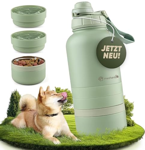 Pets Hundeflasche, 1 l, mit Näpfen, ideal für Reisen, Outdoor-Aktivitäten – Thermosflasche aus Edelstahl mit Napf, Zubehör für Hunde von HuuppHip