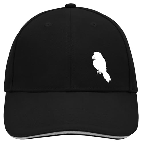 Huuraa Cappy Mütze Papagei Silhouette Geschenk Black/Light Grey Papagei Präsent von Huuraa
