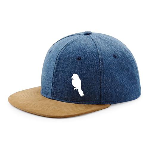 Huuraa Snapback Cap Papagei Silhouette Geschenk Denim Papagei Präsent von Huuraa