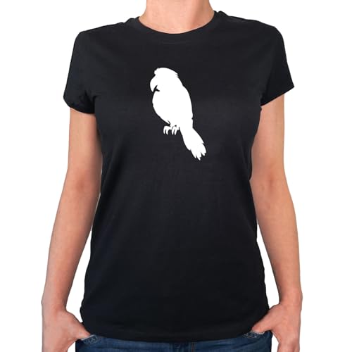 Huuraa T-Shirt Papagei Silhouette Geschenk Größe L Black Bio Baumwolle Fairtrade Papagei Mitbringsel von Huuraa