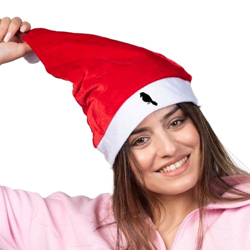 Huuraa Weihnachtsmütze Papagei Silhouette Geschenk Rot/Weiß Filz Nikolausmütze Erwachsene Papagei Geschenkidee von Huuraa