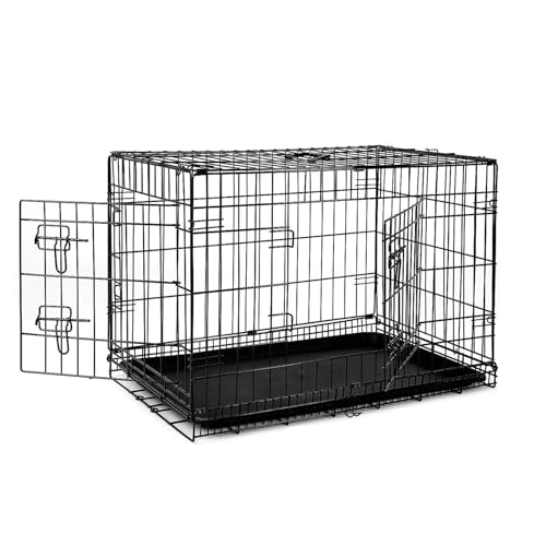 Hundebox-Hundekäfig Klappbar Hundebox für Zuhause,hundebox faltbar, Gitterbox Hund, Hundetransportkäfig Tiertransportbox mit Bodenschale (108 * 71 * 77cm) von Huuzzgdp