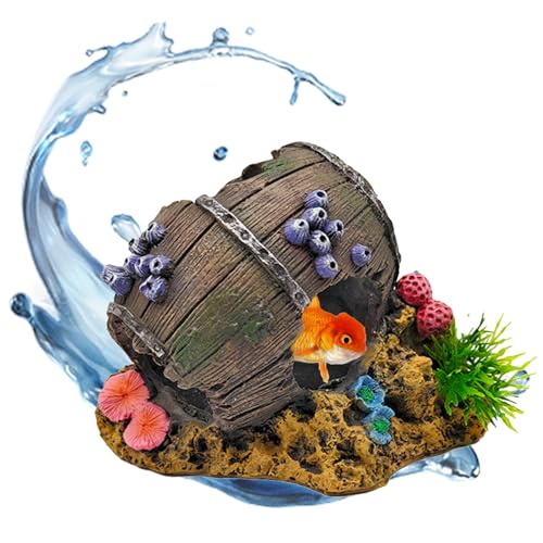 Aquarium-Höhlen und Häute, Kunstharz- -Unterschlupf, dekorative Aquariumhöhle, realistisches Weinfass-Design, ideal zum Verstecken von , Unterwassergartendekoration, Süßwasser- oder Aquarium-Höhlen und Häute, Kunstharz- -Unterschlupf, dekorative Aquariumhöhle, realistisches Weinfass-Design, ideal zum Verstecken von , Unterwassergartendekoration, Süßwasser- oder von Huvqianu
