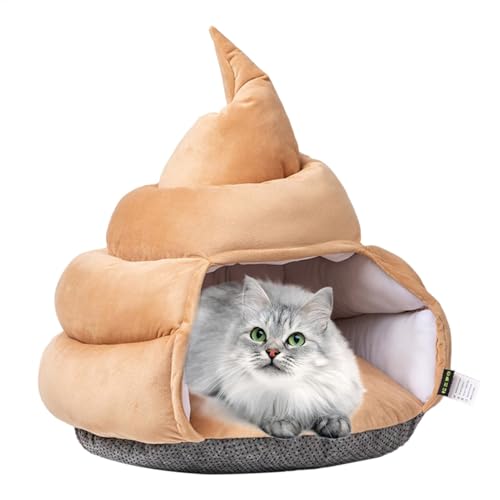Cat Bed Cave, Poop Shaped Cat House, 17.32x18.5 Inches, Cozy Enclosed Tent, Ultra Soft Plush Material, Warm Secure Sleeping Space for Kittens, Small Pets, Indoor Use (Multicolor) von Huvqianu
