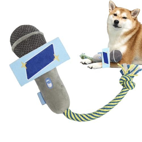 Huvqianu Cat Chew Toy, Microphone Catnip Toy, 7.09x4.33in Interactive Plush Rope, Sound Bells Included, Authentic Pet Toys for Tugging, Chewing, Tossing, Travel, Home, Outdoor, Indoor Play von Huvqianu