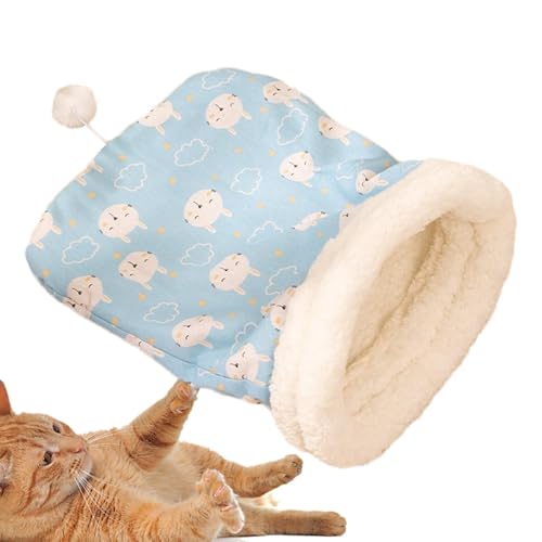 Huvqianu Cat Winter Sleeping Bag, Closed Warm Cat Bed, 21.65x17.72 Inches, Cozy Snuggle Sack, Plush Insulated Design, Soft Breathable Fabric for Indoor Cats, Weather Comfort (Multicolor) von Huvqianu