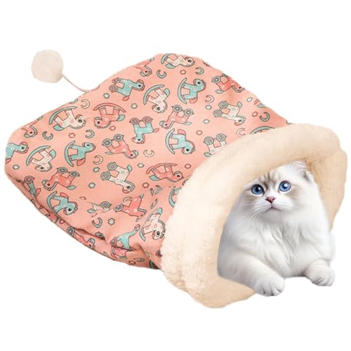 Huvqianu Cat Winter Sleeping Bag, Closed Warm Cat Bed, 21.65x17.72 Inches, Cozy Snuggle Sack, Plush Insulated Design, Soft Breathable Fabric for Indoor Cats, Weather Comfort (Multicolor) von Huvqianu