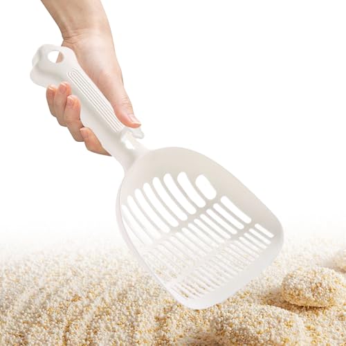 Huvqianu Katzenstreuschaufel, 13,5 x 28 cm, leicht, ergonomisch, langer Griff, authentisch, effizient, einfache Reinigung, bequemer Griff für den Innenbereich von Huvqianu
