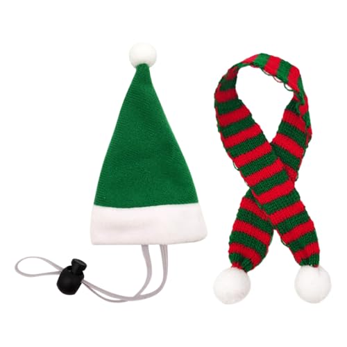 Santa Cosplay Hut - 2,76 x 4,33 Zoll winziges Kostüm für lustiges Haustierkleid, einstellbares Kinngurt mit bequemer Passform, Weihnachtskappe für Hamster Kaninchen Kitty Welpe Lizard Farm Dec von Huvqianu