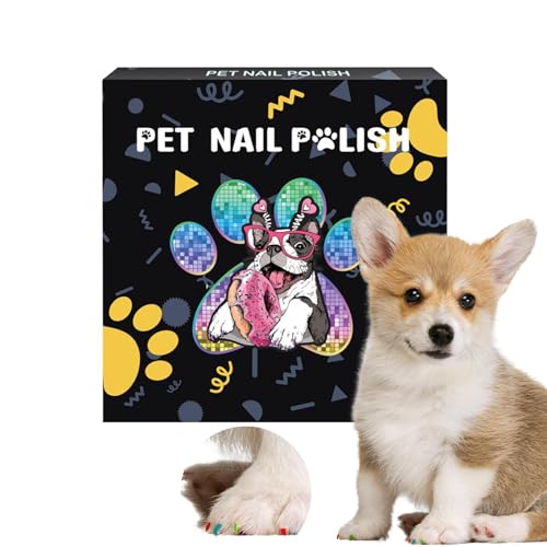Huxibai Nagellack für Hunde, 12 Farben, Emaille, integrierter Pinsel für Katzen, wasserdicht, für den täglichen Gebrauch, Kätzchen, Welpen, mittelgroß, klein, Reisen, Toilette von Huxibai