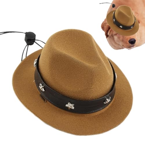 Cowboyhut für Hunde, Cartoon-Welpenhut, Foto-Requisiten, Kätzchen-Hut, Haustierpflege-Werkzeug mit verstellbarem Riemen, Haustier-Kopfbedeckung, Haustier-Cosplay-Hut für kleine, mittelgroße Katzen und von Huyeruie