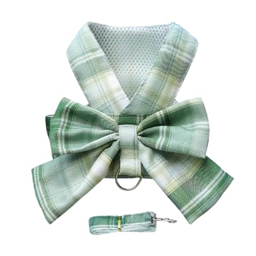 Hasengeschirr und Seil, weiches Geschirr, verstellbares Westengeschirr, Kleintiergeschirr, niedliche Schleife, JK kariertes Geschirr für Kätzchen, Welpen, kleine Haustiere von Huyeruie