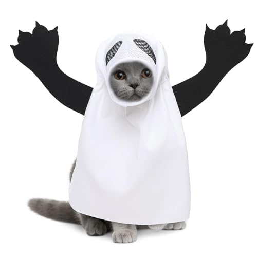 Haustier-Geisterkostüm, Geister-Hunde-Kostüm – Halloween-Kostüme für Hunde, einzigartiges Halloween-Kostüm für Halloween-Geister, kreative Geisterkostüme für Hunde und Katzen Haustier-Geisterkostüm, Geister-Hunde-Kostüm – Halloween-Kostüme für Hunde, einzigartiges Halloween-Kostüm für Halloween-Geister, kreative Geisterkostüme für Hunde und Katzen von Huyeruie