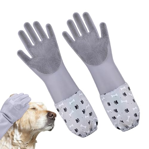 Huyeruie Fellpflege-Handschuhe für Haustiere, Katzenhandschuhe zur Fellpflege, Haustier-Pflegehandschuhe für Katzen, Hunde, Haustierbürstenhandschuhe für Katzen und Hunde, Haarentfernungsbürste von Huyeruie