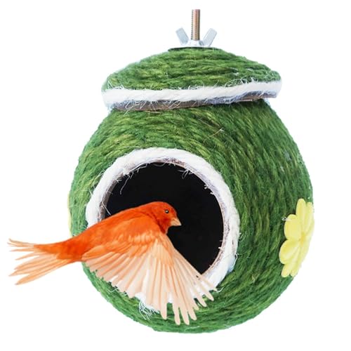 Huyeruie Gewebtes Vogelnest, handgewebt, naturbelassen – Anti-Biss-Vogelhaus-Bett für Papageien, Sittiche, Hamster, Mäuse, Chinchilla-Käfigspielzeug, Nistkasten Huyeruie Gewebtes Vogelnest, handgewebt, naturbelassen – Anti-Biss-Vogelhaus-Bett für Papageien, Sittiche, Hamster, Mäuse, Chinchilla-Käfigspielzeug, Nistkasten von Huyeruie