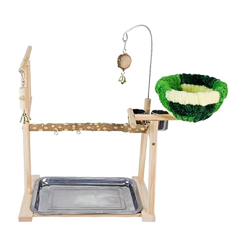 Papageien-Spielständer | Sittich-Vogel-Aktivitäts-Spielcenter – Naturholz Conure, Wellensittich, Lovebird-Ständer, Aktivitäts-Spielzentrum, Krallenschleifspielzeug von Huyeruie