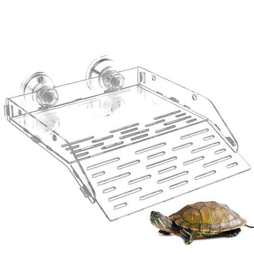 Schildkröte Sonnenrampe | Acryl Transparent Kletterrampe | Reptilien Ruheterrasse mit Saugnapf Schildkröte Tank Zubehör für Aquarium von Huyeruie