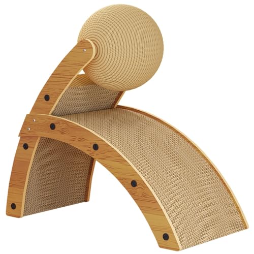 Vertikales Haustier Kratzspielzeug - Holz Katzenkratzer | Katzenkratzpappe mit Ball | Verschleißfeste Katzenkratzer Peds | Sicherer Katzenkratzkarton für Indoor Katzen Kätzchen von Huyeruie