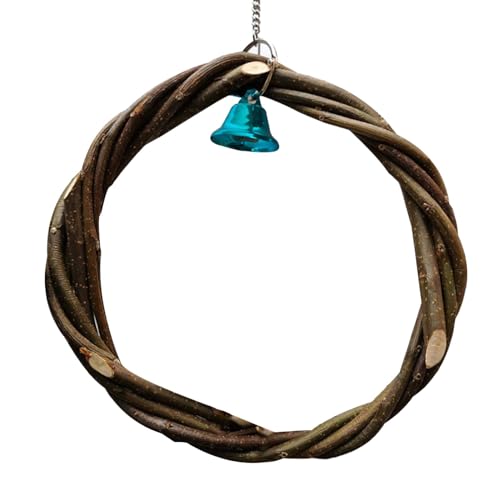 Vogelschaukel Ringe | Holz Sitzstange Ständer Spielzeug mit Glocke | Vogelspielzeug Spielzeug Stehstange für Lovebirds Aras Finken Sittiche Conures von Huyeruie