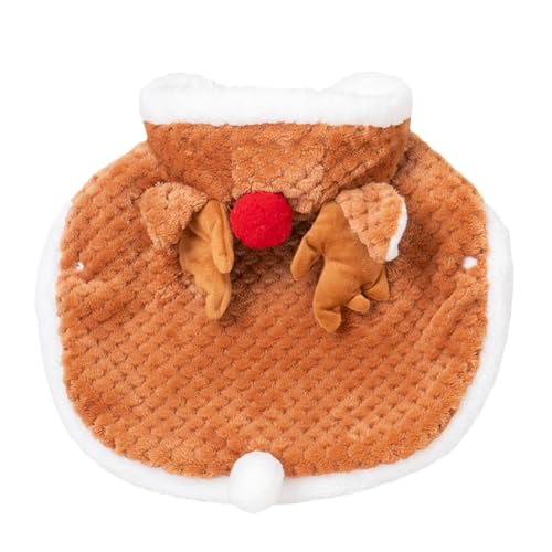 Weihnachtliches Katzen-Outfit, weihnachtliche Haustierkleidung, lustiger warmer Katzenumhang mit Hut, verstellbare Kopfbedeckung für kleine Haustiere, Winterfest, Rentiermäntel für Katzen, mittelgroße Weihnachtliches Katzen-Outfit, weihnachtliche Haustierkleidung, lustiger warmer Katzenumhang mit Hut, verstellbare Kopfbedeckung für kleine Haustiere, Winterfest, Rentiermäntel für Katzen, mittelgroße von Huyeruie