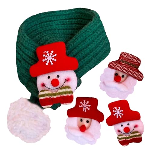 Weihnachtstuch, gestrickter Schal für Kätzchen, Welpen, warm, mit 4 Dekoren für Hunde und Katzen von Huyeruie