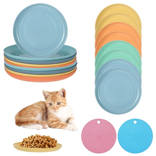 8 Stück Katzennapf Flach, Bunte Futternapf Katze Set, Runde Plastik katzenfutternapf mit 2 Antirutschmatten, Katzenschüssel Katzen napf Katzennäpfe Katzen Futternapf Katzenteller für Kätzchen & Welpen 8 Stück Katzennapf Flach, Bunte Futternapf Katze Set, Runde Plastik katzenfutternapf mit 2 Antirutschmatten, Katzenschüssel Katzen napf Katzennäpfe Katzen Futternapf Katzenteller für Kätzchen & Welpen von HweeWanX