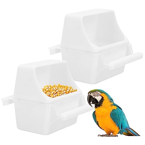 Hwtcjx 2 Stück Futterspender Vogel für Wellensittiche, Wellensittich Futterspender, Wellensittiche Futterautomat Vogelfutter für Kanarienvögel, Nymphensittiche, Finken, Sittiche, Samen (Weiß) von Hwtcjx