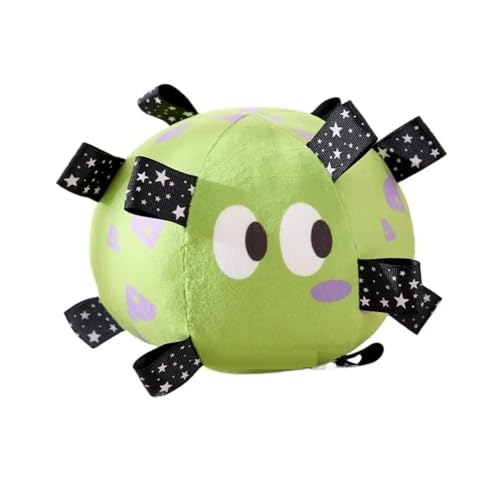Hxhsgmeh Hunde-Stimmspielzeugball Aus Plüsch, Lustiges Interaktives Haustierspielzeug mit Glöckchen, Zahnreinigungs-Kauspielzeug für Kleine Große Hunde, Katzen, Welpen von Hxhsgmeh