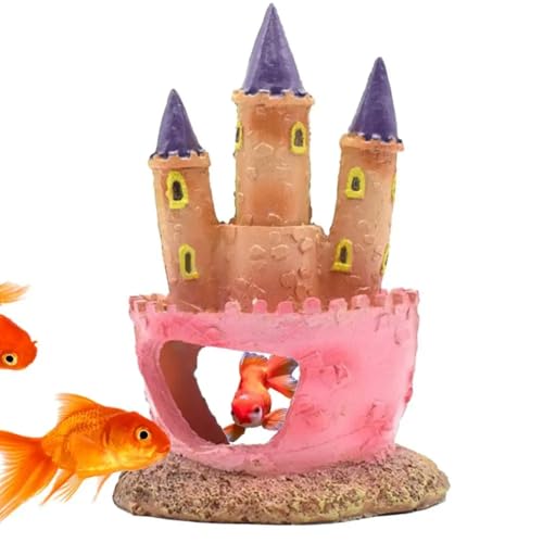 Hxhsgmeh Schloss-Dekoration Aus Kunstharz, Farbenfrohe Fischdekorationen für das Aquarium, Lustige Fisch- und Garnelenhöhlen, Verstecke im Haus, Zimmerpflanzenzubehör von Hxhsgmeh