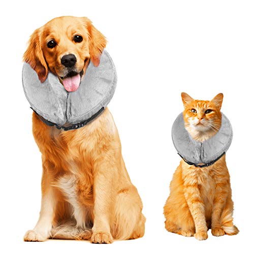 Aufblasbares Haustierhalsband für kleine und mittelgroße Hunde und Katzen, verhindert, DASS Haustiere genähte Wunden berühren, schützendes aufblasbares Hundehalsband von iFCOW
