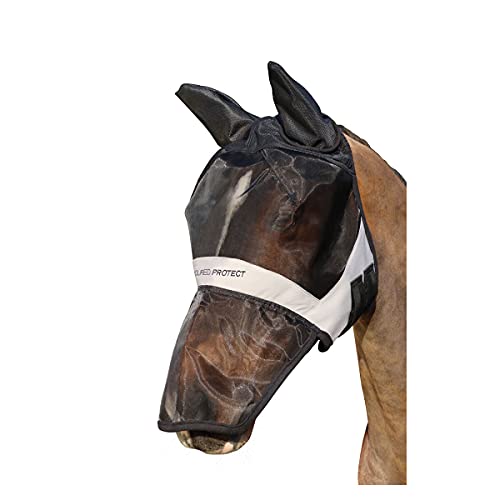 Hy Armoured Protect Full Mask with Ears and Nose Fly Mask Pony Black Grey von Hy