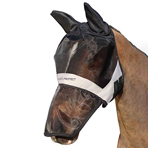 Hy Armoured Protect Full Mask with Ears and Nose Fly Mask Small Pony Black Grey von Hy