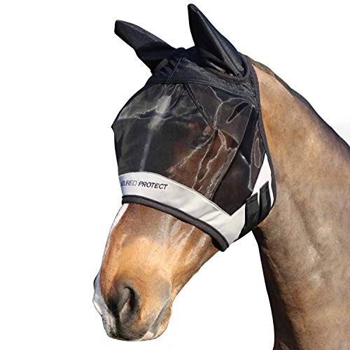 Hy Armoured Protect Half Mask with Ears Fly Mask Cob Black Grey von Hy