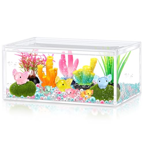HyDren Axolotl Crafts Mini-Figuren, leuchtet im Dunkeln, für Zuhause, Meer, Geburtstagsparty-Dekorationen (lebendig) von HyDren