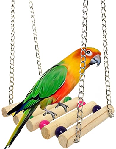 Hyamass Vogel-Papageien-Spielzeug zum Aufhängen, Vogelkäfig-Zubehör, Spielzeug-Hängematte für Sittiche, Nymphensittiche, Lovebirds, Konturen, Aras, Finken und andere kleine Haustiere (Holz) von Hyamass