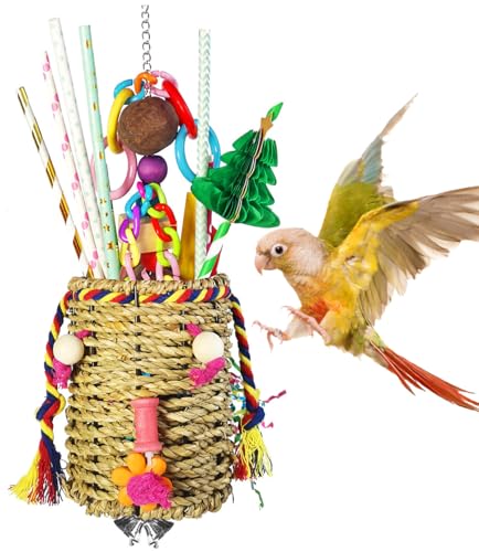 Hyamass Vogelfutterspielzeug, essbarer Seegraskorb, Vogelspielzeug mit bunten Papier-Holzblöcken und Bambusnüssen, Wabenbaum-Kauspielzeug, geeignet für Sittiche, Sittiche, Sittiche, Sittiche, Hyamass Vogelfutterspielzeug, essbarer Seegraskorb, Vogelspielzeug mit bunten Papier-Holzblöcken und Bambusnüssen, Wabenbaum-Kauspielzeug, geeignet für Sittiche, Sittiche, Sittiche, Sittiche, von Hyamass