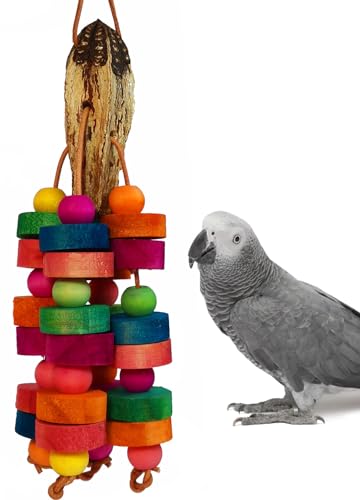 Hyamass Vogelspielzeug, Papageienspielzeug, natürliches, mehrfarbiges Holz-Kauspielzeug für kleine und mittelgroße Sittiche, Nymphensittiche, Sittiche, Aras, Graupapageien von Hyamass